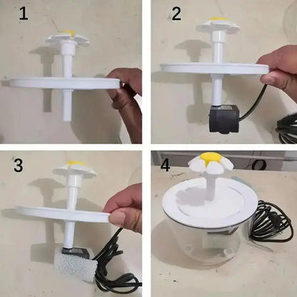 Cat Water Fountain assembly instructions with parts and connection steps for easy setup.