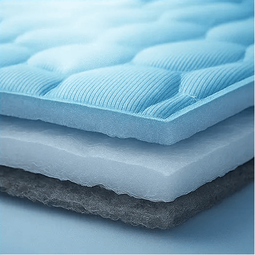 Dog Cooling Mat (1+1) showcasing layers of advanced Ice-Silk Technology for safe pet comfort.