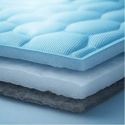 Dog Cooling Mat (1+1) showcasing layers of advanced Ice-Silk Technology for safe pet comfort.