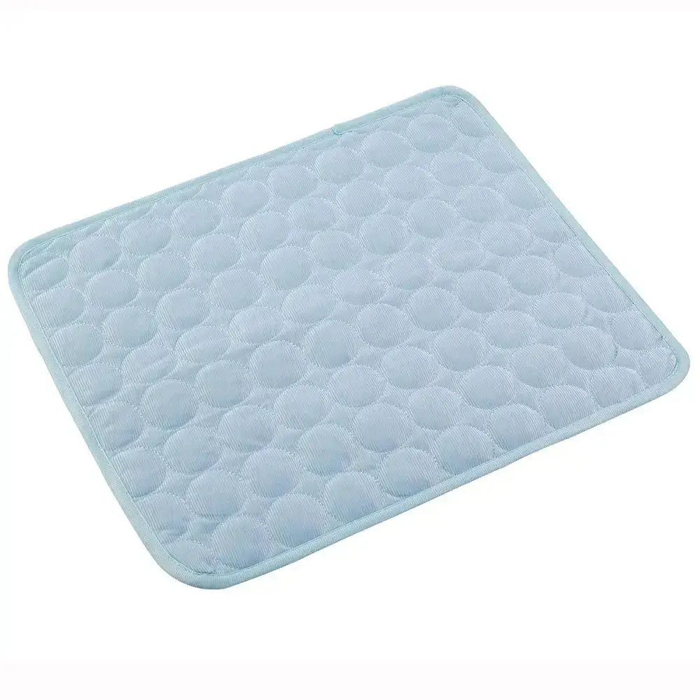 Dog Cooling Mat (1+1) featuring a light blue cooling surface for pets to relax on.