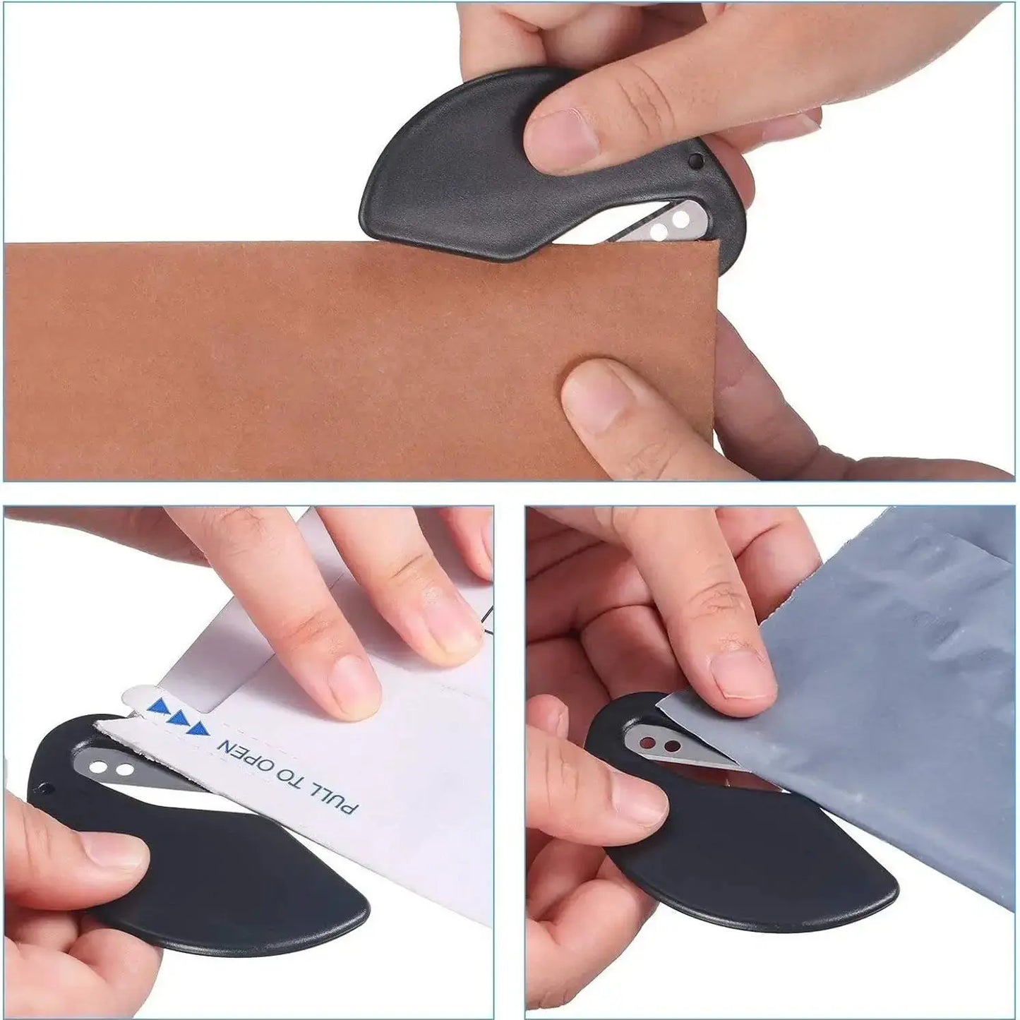 Hands using a Pet Hair Knot Cutter & Detangler Tool to cut through mats and knots in pet fur.